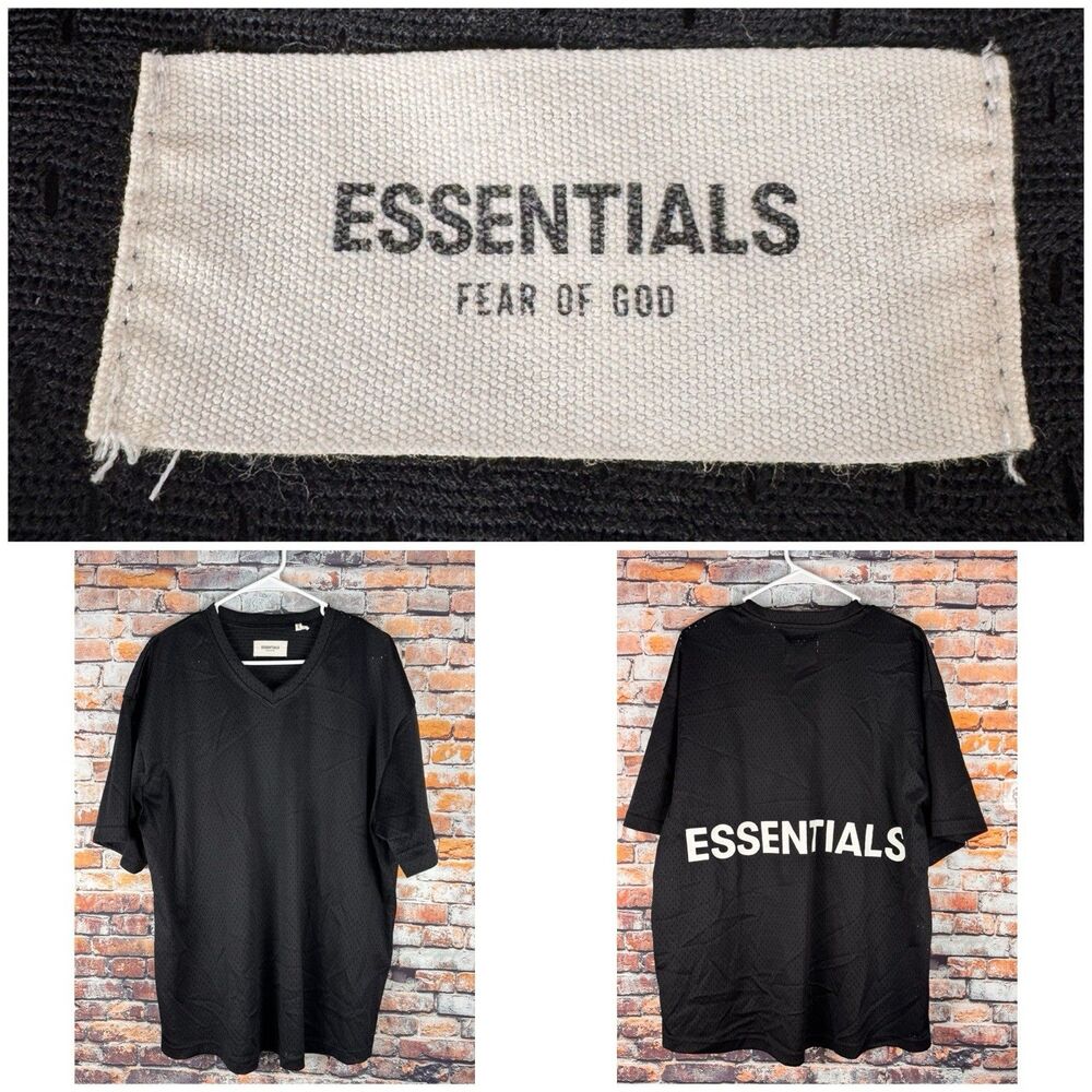 Essentials Fear of God Black Mesh Jersey Polyester Medium